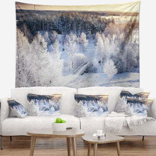 Beautiful Winter Panorama Landscape Wall Tapestry, 80"x68"