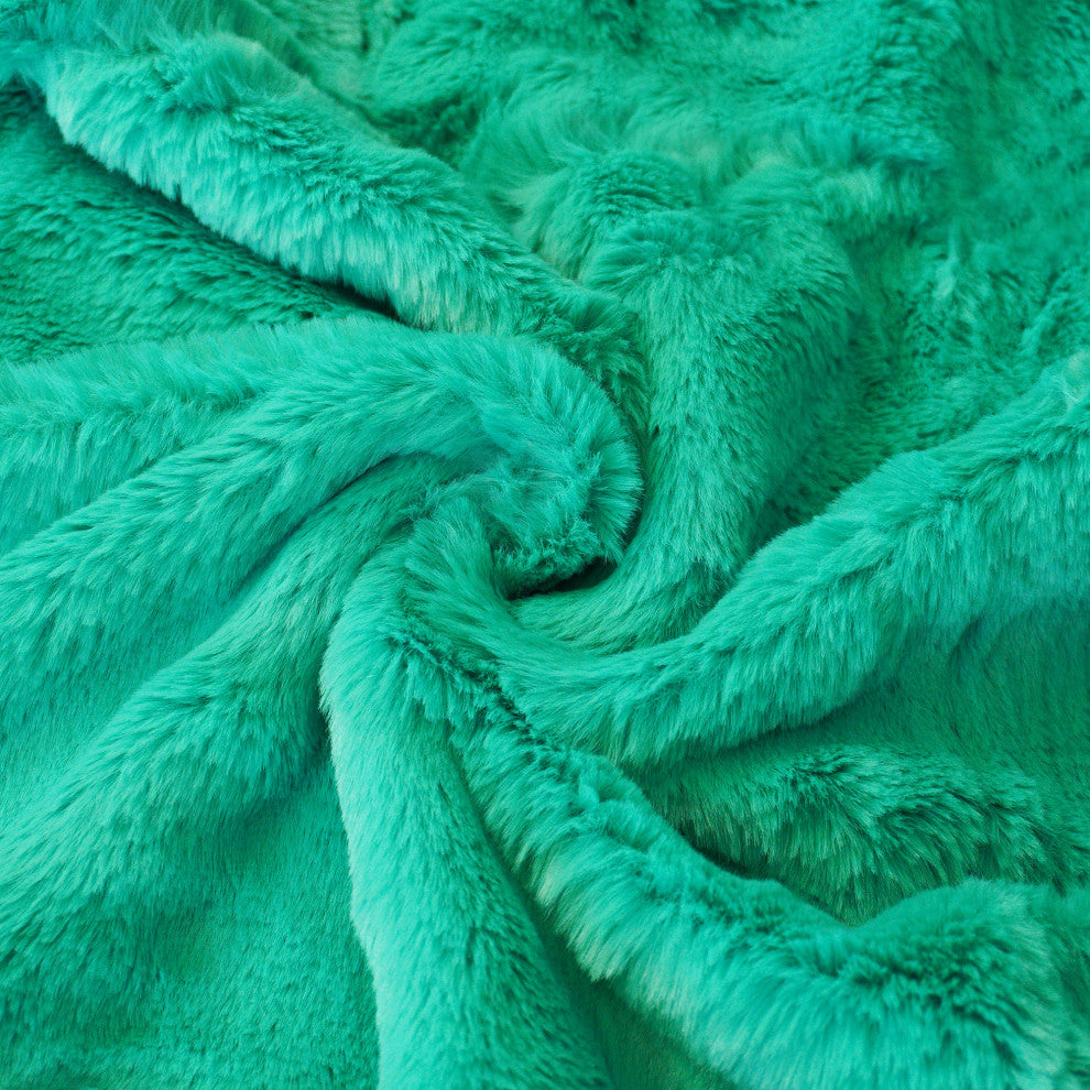 Solid Faux Fur Couch Throw Blanket, Green