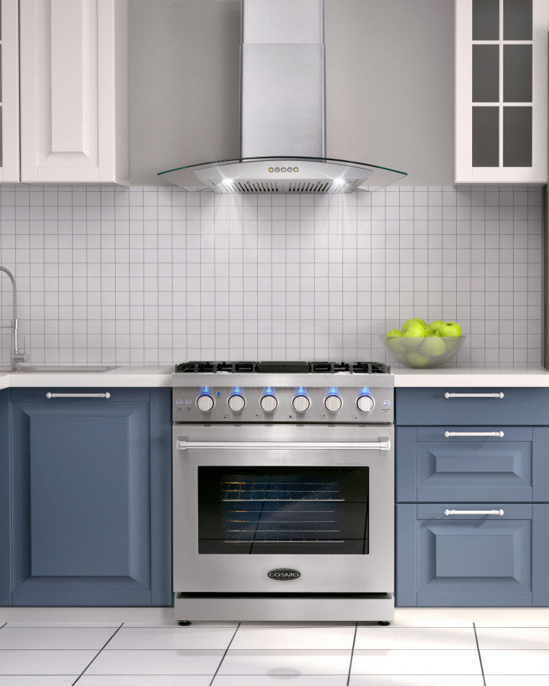 2-Piece Kitchen, 30" Gas Range and 30" Island Range Hood