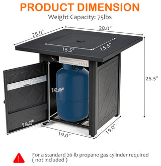 Costway 28" Propane Fire Pit Table 50,000 BTU Patio Gas Fireplace W/ Lava Rock