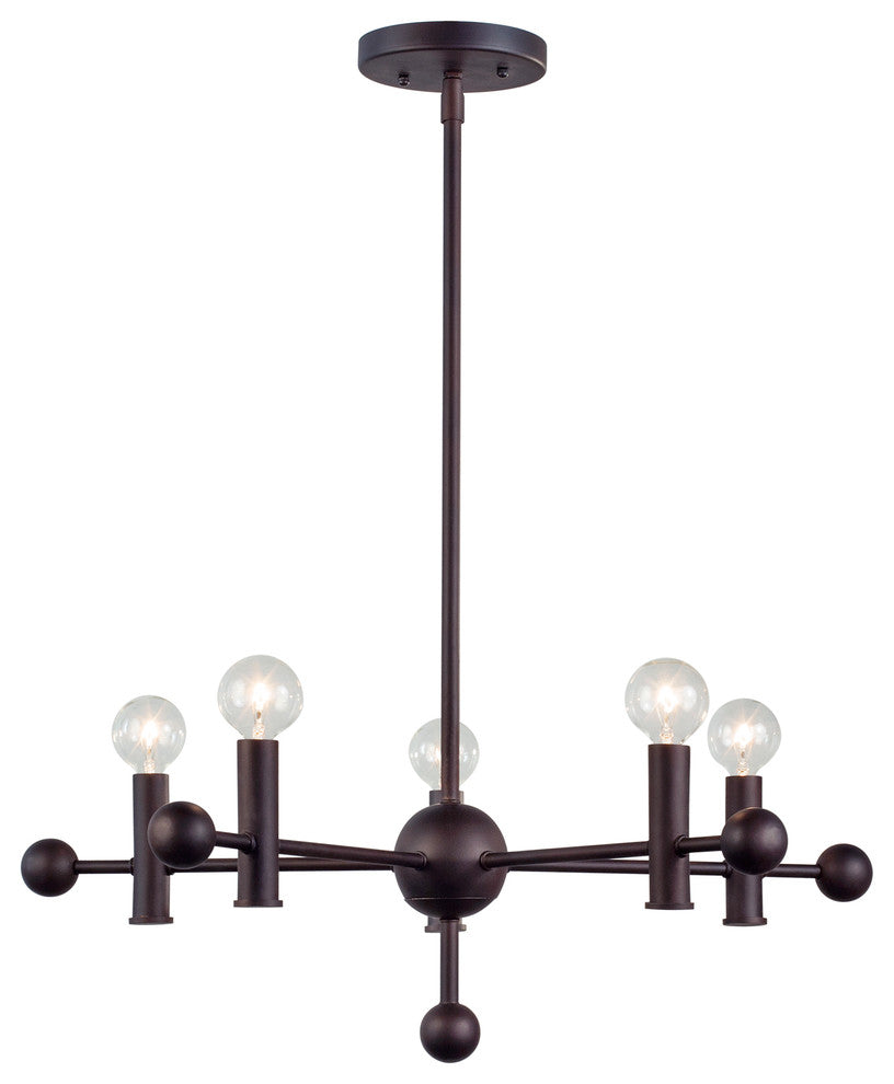5 Light Chandelier, Antique Bronze