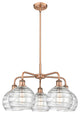 Athens Deco Swirl 5-Light 26" Stem Chandelier, Antique Copper, Clear