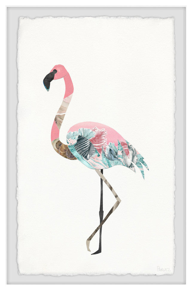 "Flamingo Mosaic" Framed Painting Print, 20"x30"