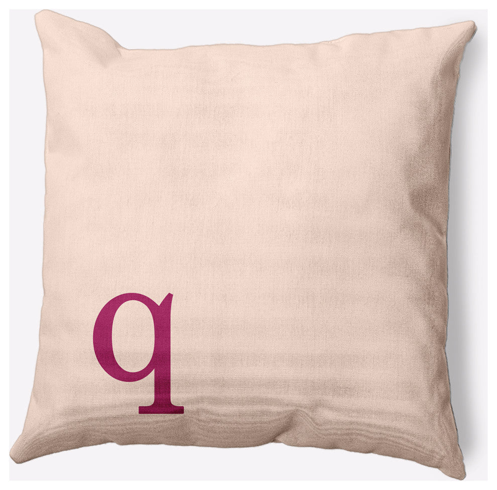 18" x 18" Modern Monogram Indoor/Outdoor Polyester Throw Pillow, Dusty Rose