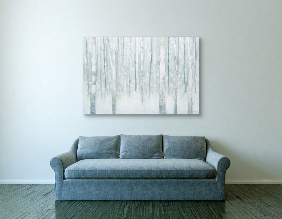 Epic Graffiti "Birches In Winter Blue" Giclee Canvas Wall Art, 40"x60"