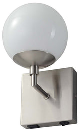 Globe Wall Sconce, 10'', Satin Nickel, Plug-in with Rocker Switch
