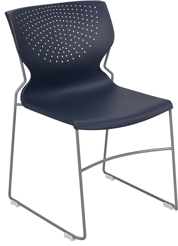 HERCULES Series Full Back Stack Chair With Powder Coated Frame, Navy