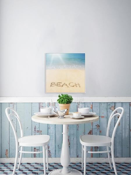 "Sandy Beach" Floater Framed Painting Print on Canvas, 12"x12"