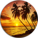 Barbados Island Evening Seashore, Seascape Disc Metal Wall Art, 11"