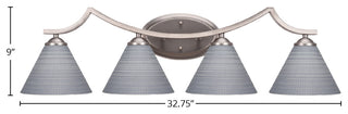 Zilo 4 Light Bath Bar Shown, Graphite Finish With 7" Gray Matrix Glass