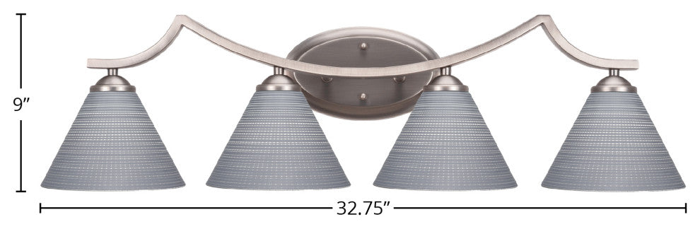 Zilo 4 Light Bath Bar Shown, Graphite Finish With 7" Gray Matrix Glass
