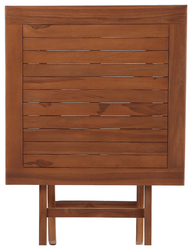 Nordic Style Natural Teak Square Folding Patio Table 28"