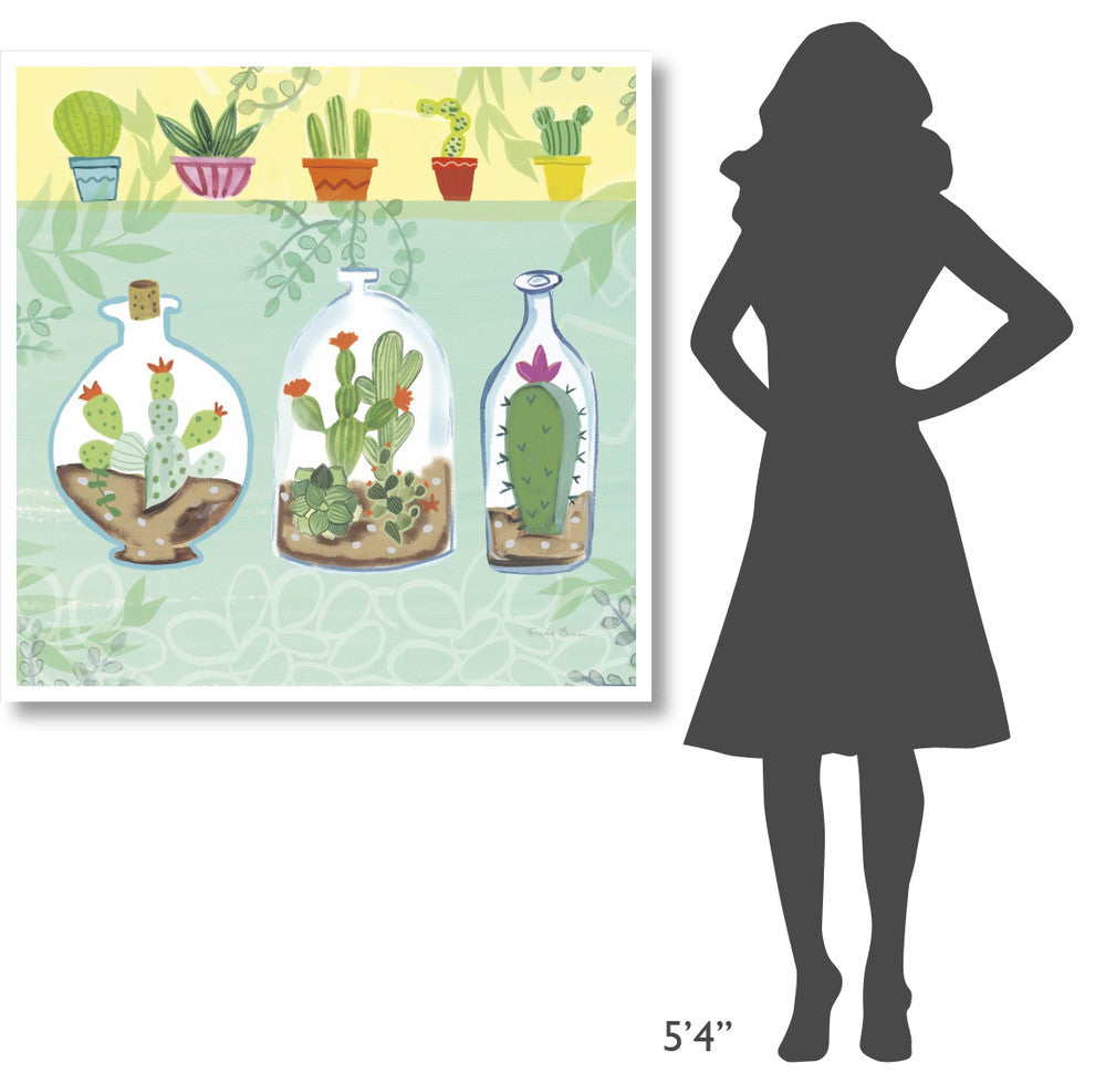 "Cacti Garden I no Birds and Butterflies" Paper Print by Farida Zaman, 42"x42"