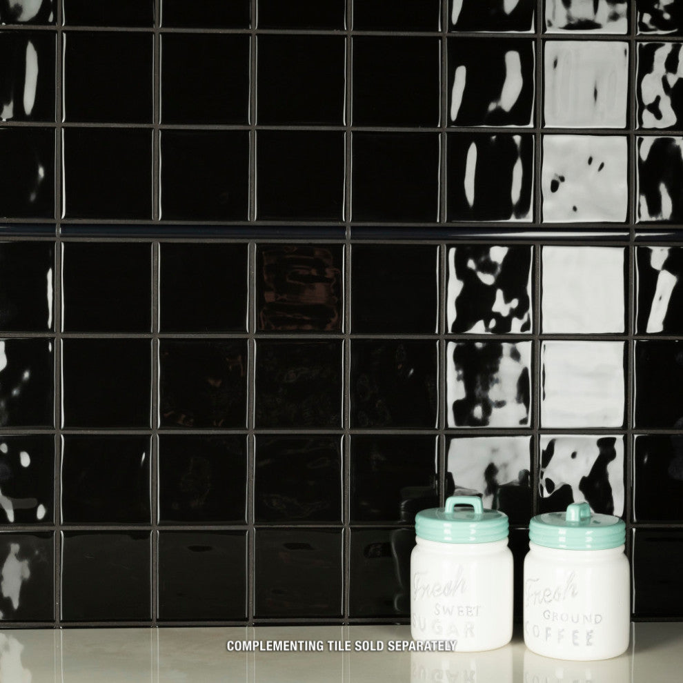 Twist Square Ceramic Mosaic Tile, Black Olive