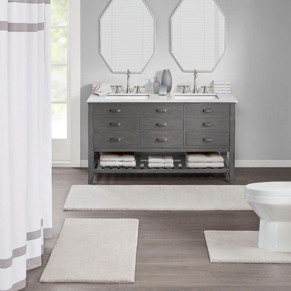 Madison Park Signature Marshmallow Bath Rug, Taupe, 20x24" Contour
