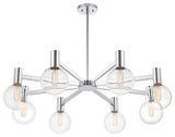 Wright 8-Light Chandelier, Matte Black, Chrome