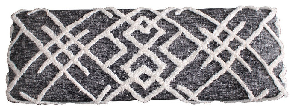Tufted Geometric Diamond and Distressed Bench, 47" Length