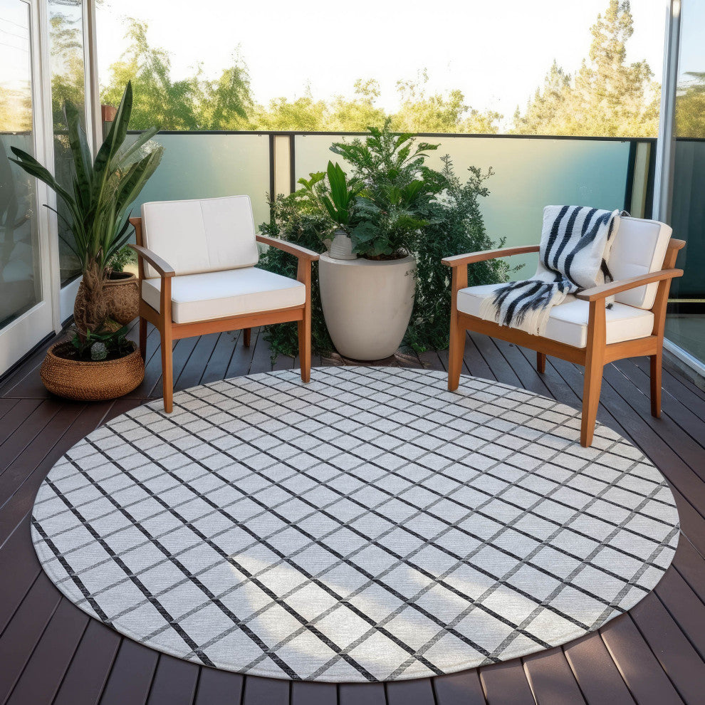 Indoor/Outdoor York YO1 Grey Machine Washable 8' x 8' Rug
