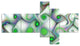 White Green Pattern with Swirls, Abstract Wall Art Canvas, 60"x32", 5 panels