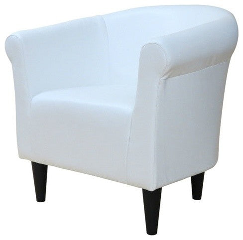 Attractive Leather Upholstered Club Chair, White