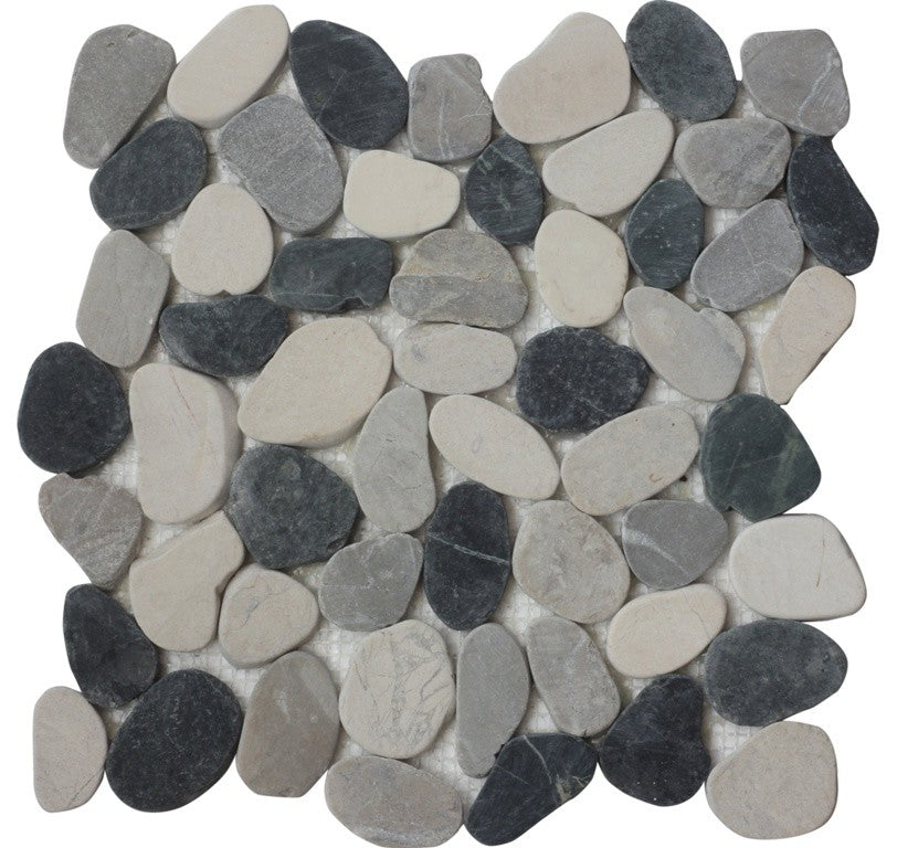 Java Indonesian Natural Interlocking Pebble Tiles, 12"x12", Set of 100