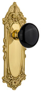 Victorian Plate Passage Porcelain Door Knob, Polished Brass