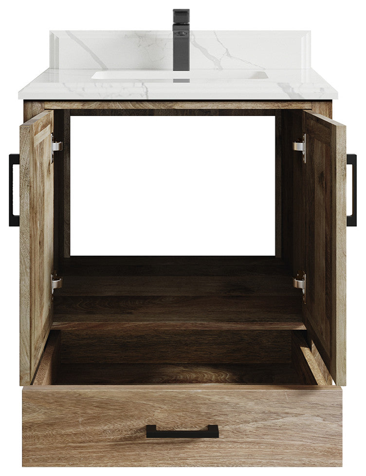 Malibu Mango 30 Single Sink Bath Vanity in Natural 1.5" Calacatta Laza