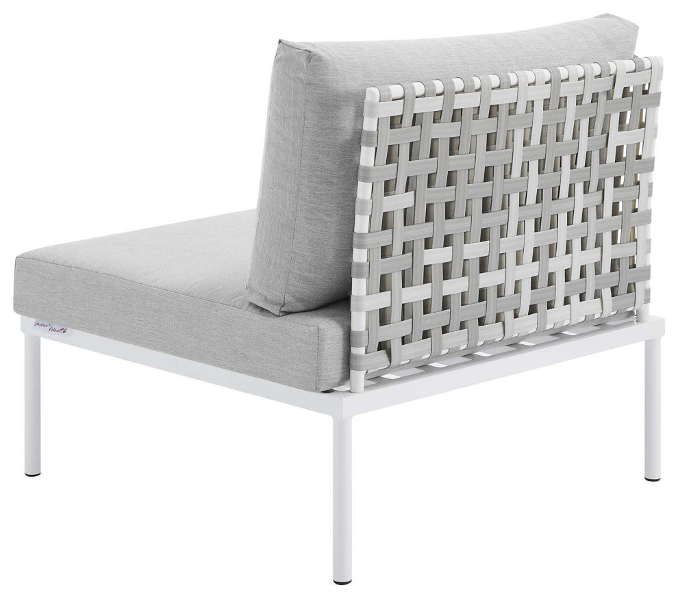 Lounge Sectional Sofa Chair Table Set, Sunbrella, Aluminum, Gray, Outdoor