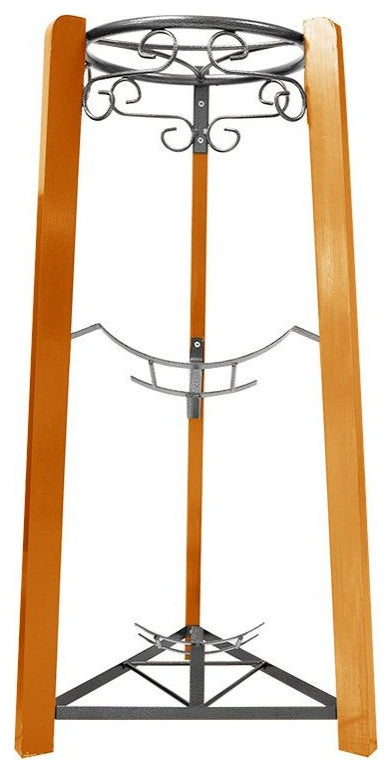 Goldwell Designs 35" 3-Step Metal & Wood Stand, Dust Black Metal