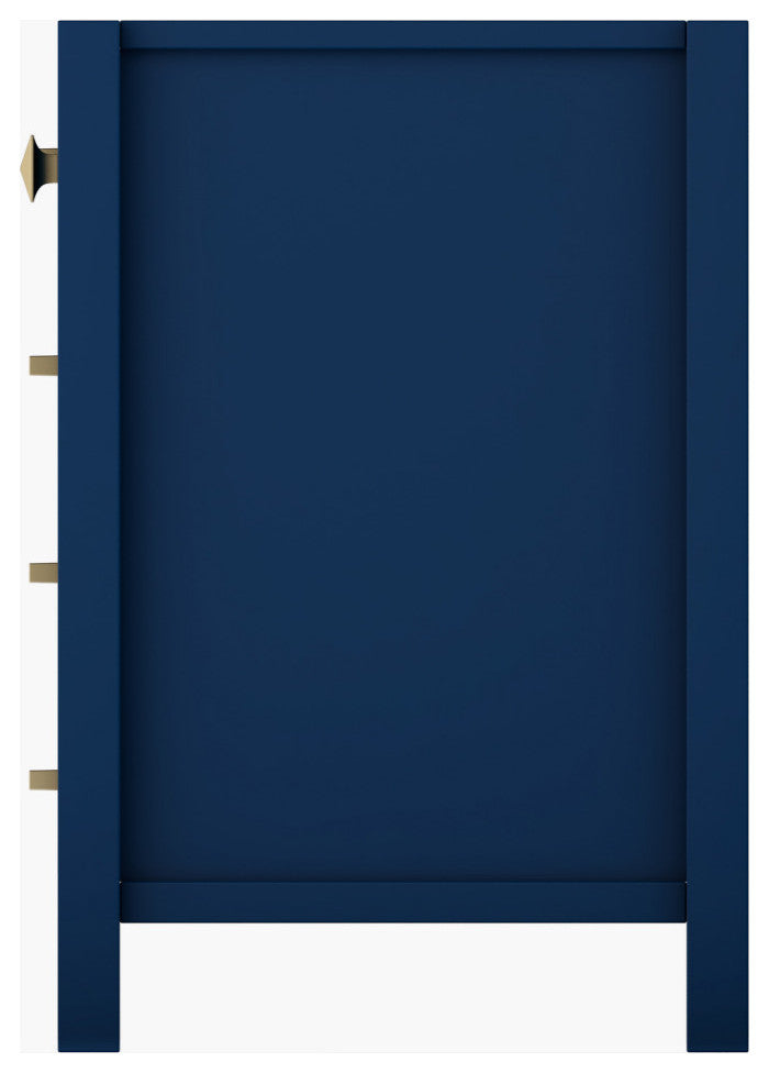CastelloUSA Yamyam 35" Right Offset Single Vanity, Base Only, Blue, Gold Handles