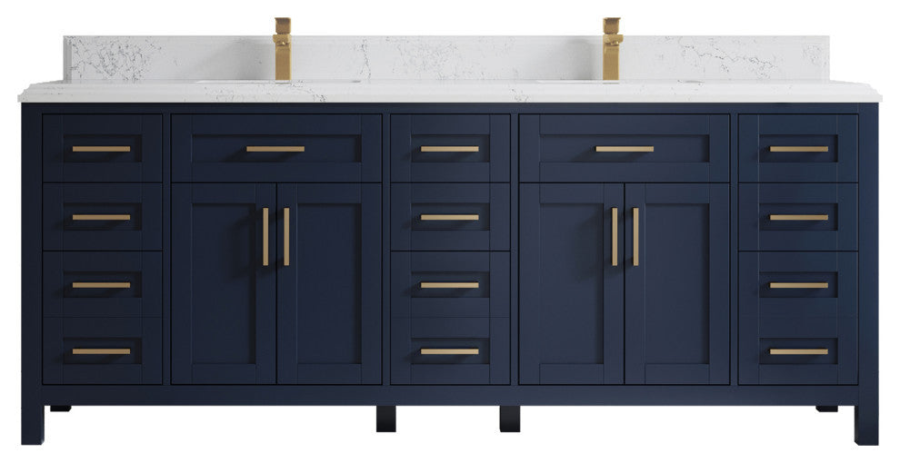 Cambridge 84 Double Sink Bath Vanity in Hale Navy Blue 1.5" Empira Quartz