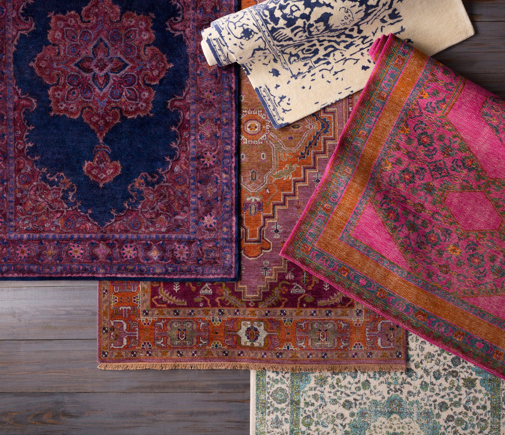 Surya Temple TML-1004 10'x14' Rug, Dark Blue/Cream