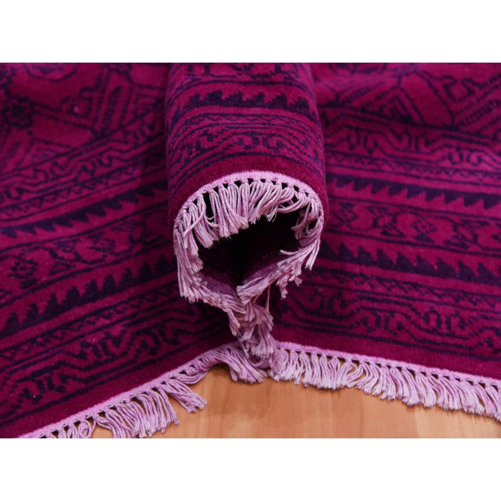 Overdyed Pink, 100% Cotton Hand Knotted Agra Design Rug, 8'0"x9'7"