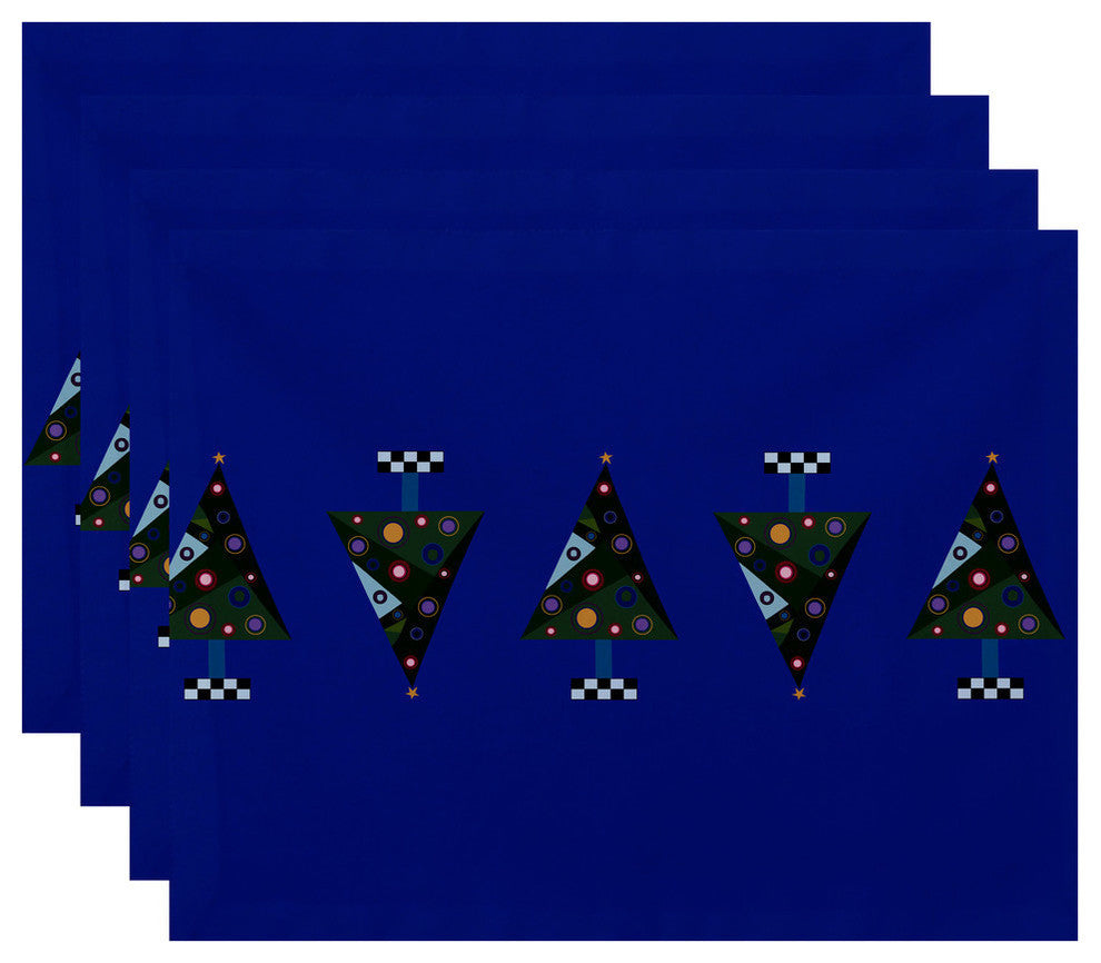 Crazy Christmas, Holiday Print Placement, Royal Blue, Set of 4