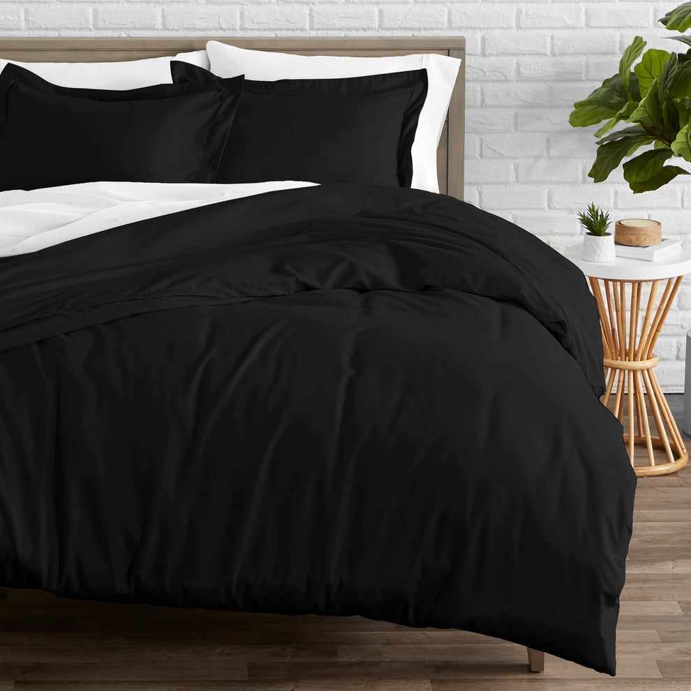 Bare Home Microfiber Duvet Insert & Duvet Cover Set, Black, Full/Queen