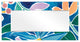 Blue Rectangular Beveled Mirror on Free Floating Printed Tempered Art Glass