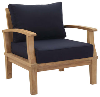 Natural Navy Marina Outdoor Patio Teak Armchair