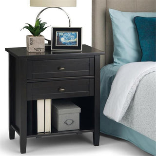 Warm Shaker Solid Wood 24 Inch Wide Bedside Nightstand Table In Hickory Brown