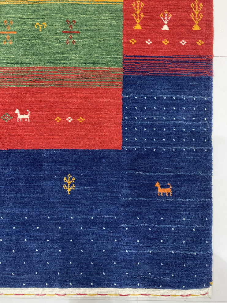 EORC Navy Hand Knotted Wool Gabbeh Rug, 8'x10'