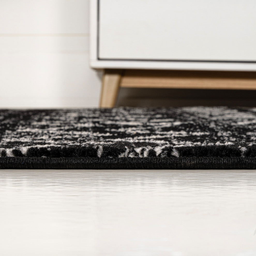 Aksil Moroccan Beni Souk Area Rug, Black/Cream, 3 Ft. X 5 Ft.