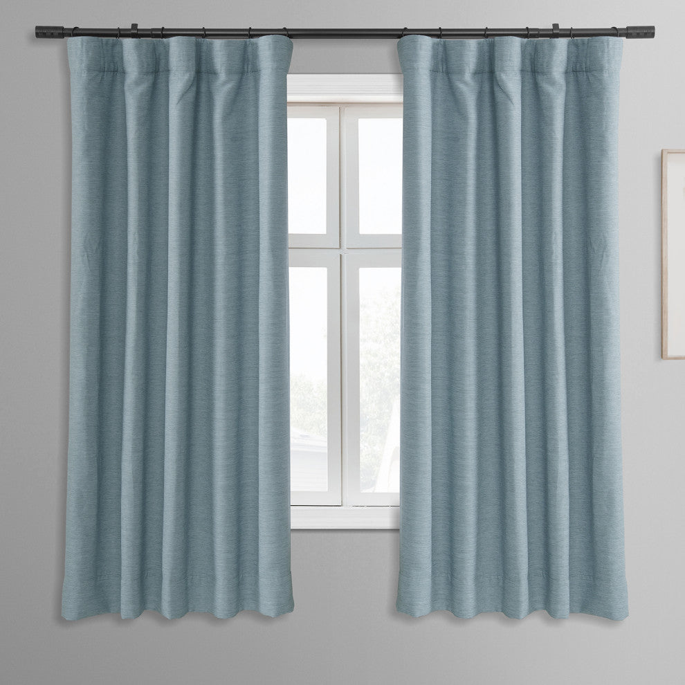 Bellino Blackout Room Darkening Single Panel Curtain, Gulf Blue, 50"x63"