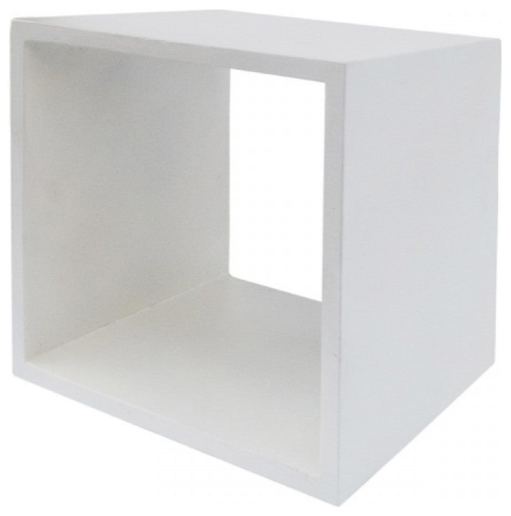 Minimalist White Concrete Open Cube End or Side Table