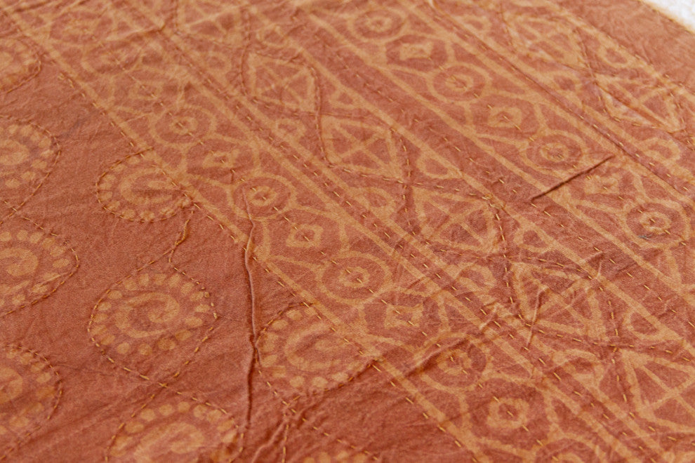Radiant Sun Block Print Cotton Indian Blanket