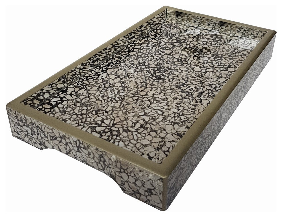 Handmade Reverse Painted Mirror Tray in Terrazzo - Small