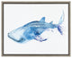 Sylvie Watercolor Swimming Whale Shark Framed Canvas Art, Gray, 18x24
