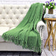 Tweed Knitted Throw Blanket, Green Eyes, 50"x60"