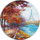 Eiffel Tower View In Fall, Landscape Round Wall Art, 11"