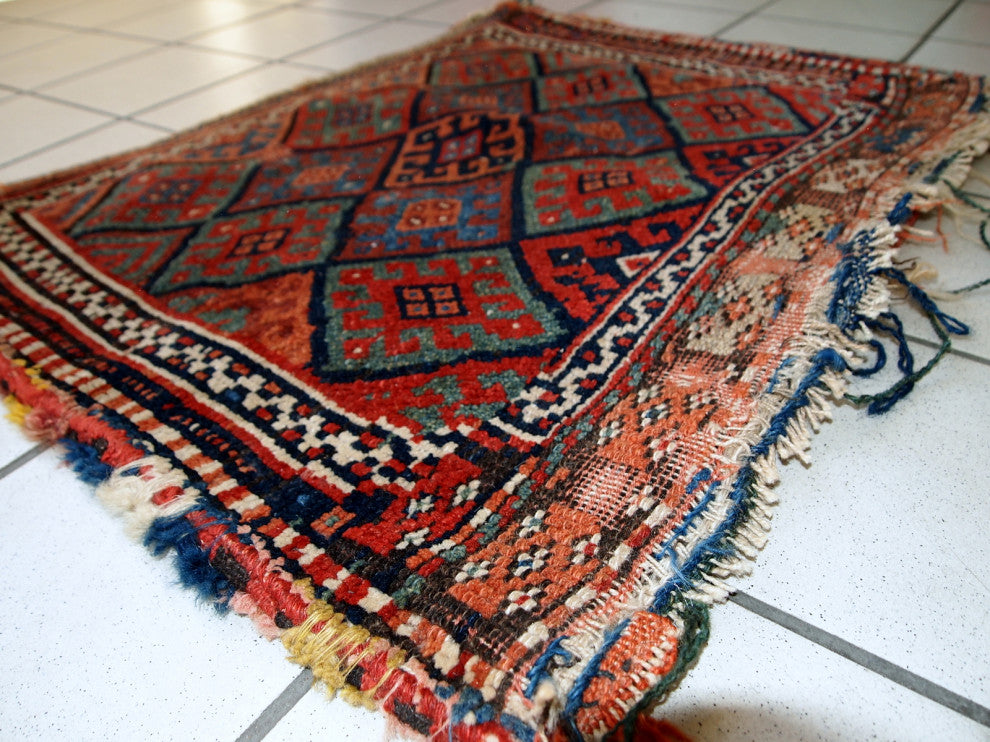 Handmade antique collectible Persian Kurdish bag 1.8' x 2.4' (56cm x 73cm) 1880s