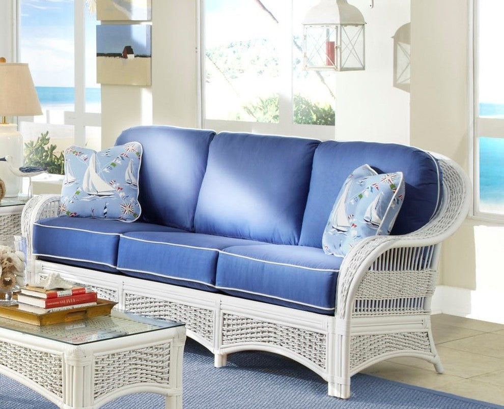Regatta Sofa in White, Mint Fabric