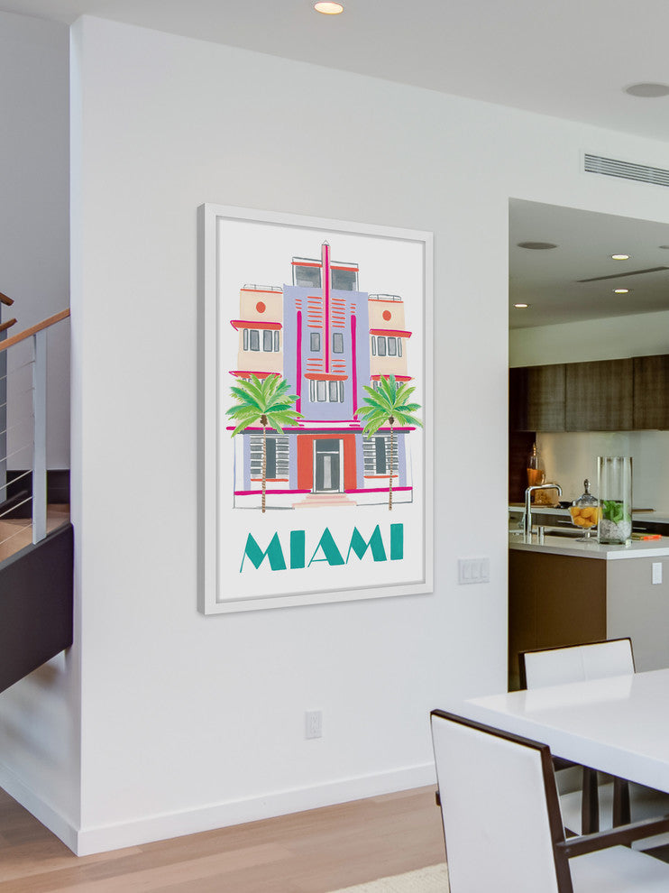"Miami Art Deco" Framed Painting Print, 16x24